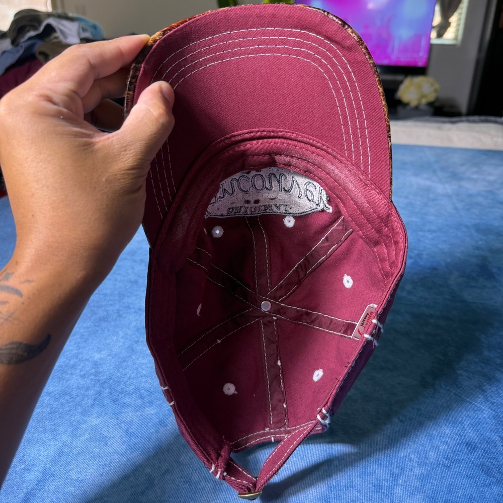 Y2K Vancouver Canada Moose Distressed Faux Leather Brim Baseball Cap Hat - Picture 5 of 6